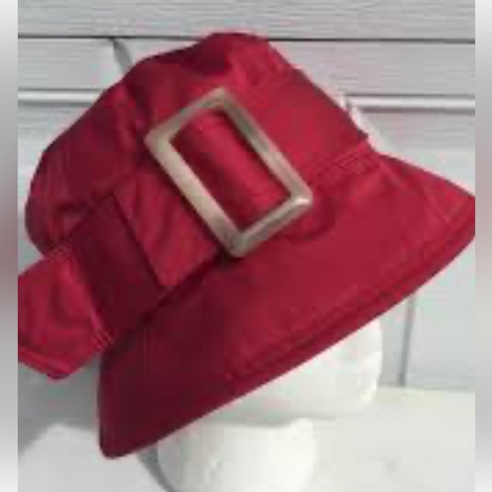 Baroness Ashley Bucket Hat Vancouver BC Adjustable Buckle Strap Belt Red  Lined